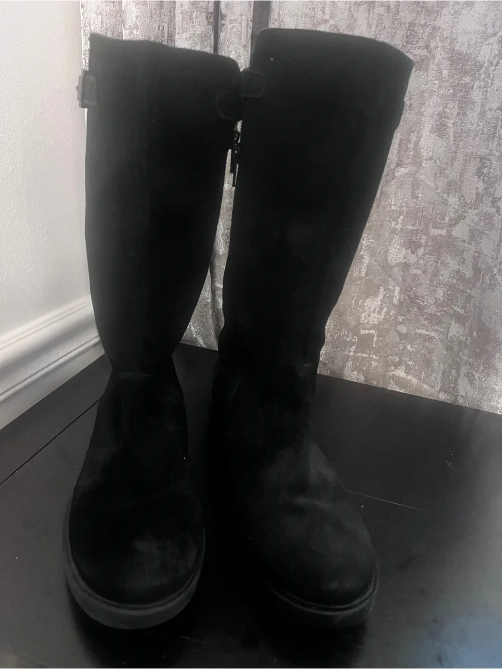 Lands’ End Black Suede Knee High Boots – Size 5